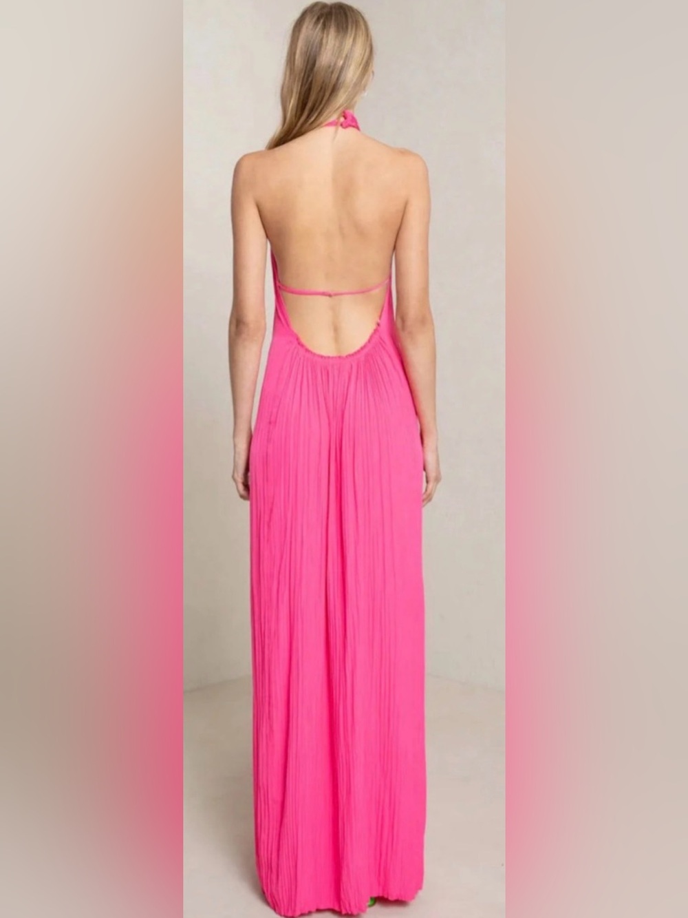 A.L.C. Neon Pink Halter Maxi Rio Dress - Picture 2 of 5